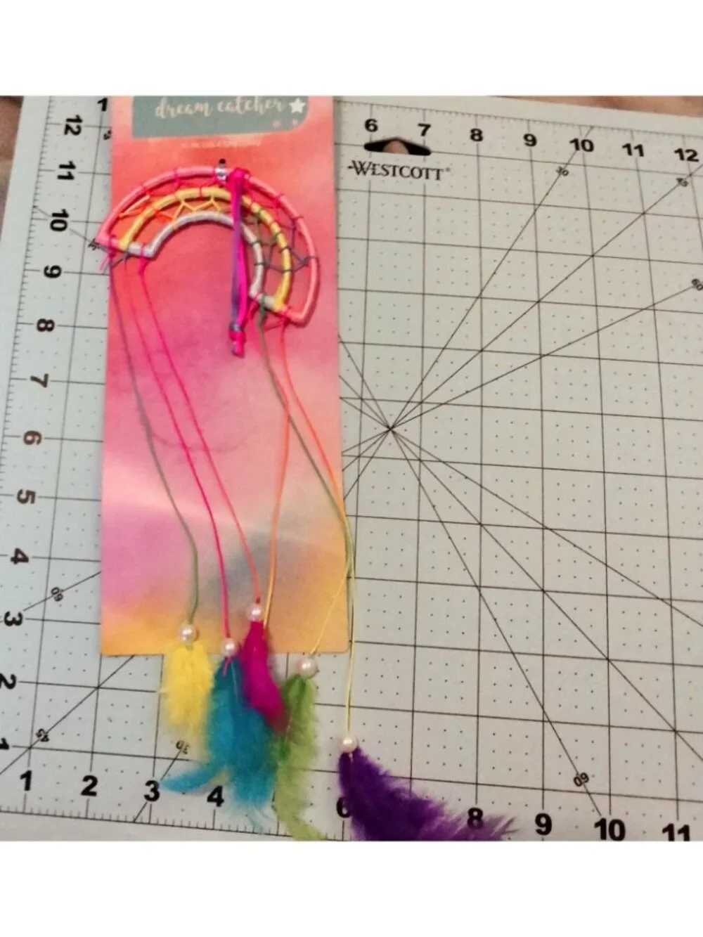 Rainbow Dreamcatcher With Feathers Beads 12 Inches Long Multicolor LGBT